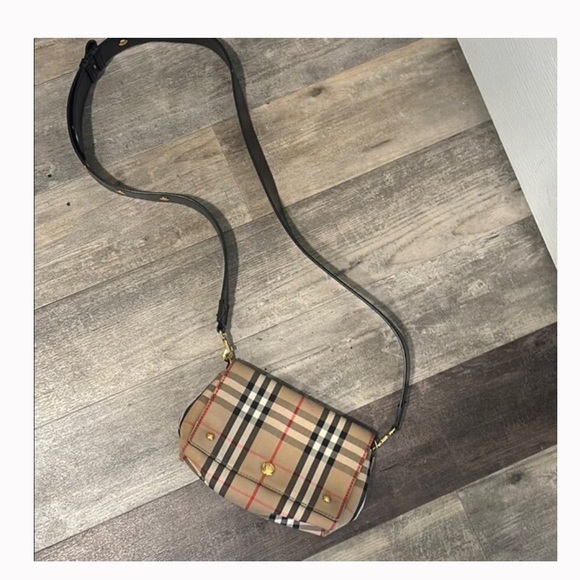 Burberry Hackberry Shoulder Bag Vintage Check Canvas Small Neutral - Picture 4 of 6